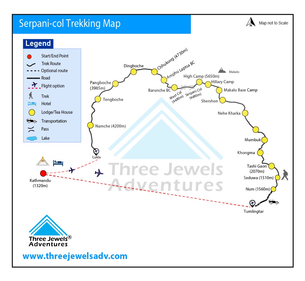Serpani-col Trekking map