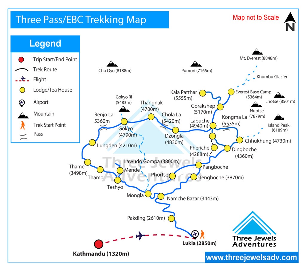 Three Pass/EBC Trekking map