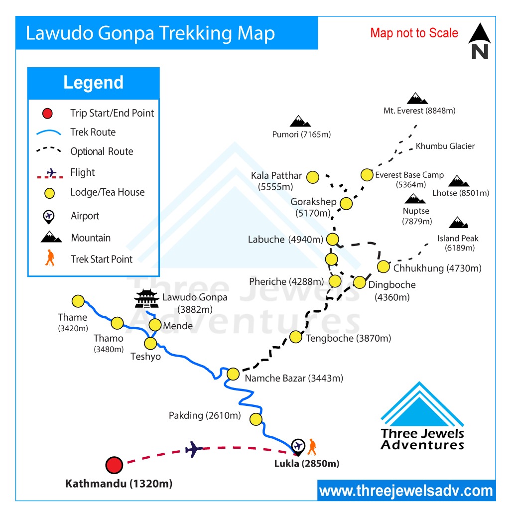 Lawudo Trekking Map
