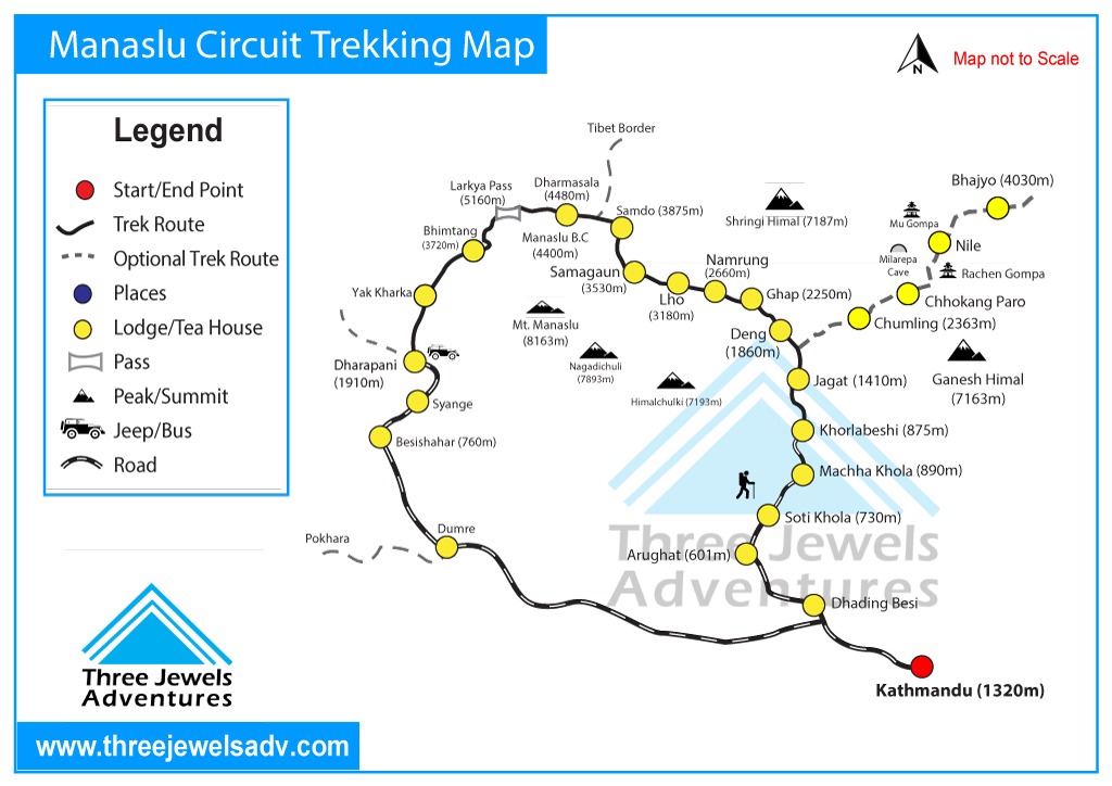 Manaslu Circuit Treeking map
